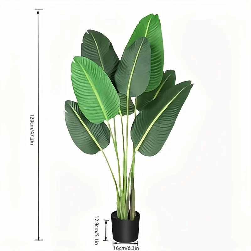 1pc Modern Artificial Bird of Paradise Plant - 4 Feet Faux Palm Tree with 8 Trunks - Perfect for Indoor and Outdoor Decor -  - #tag1#