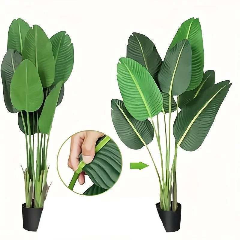 1pc Modern Artificial Bird of Paradise Plant - 4 Feet Faux Palm Tree with 8 Trunks - Perfect for Indoor and Outdoor Decor -  - #tag1#