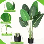 1pc Modern Artificial Bird of Paradise Plant 4 Feet Faux Palm Tree with 8 Trunks Perfect for Indoor and Outdoor Decor tag1