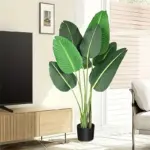 1pc Modern Artificial Bird of Paradise Plant 4 Feet Faux Palm Tree with 8 Trunks Perfect for Indoor and Outdoor Decor tag1