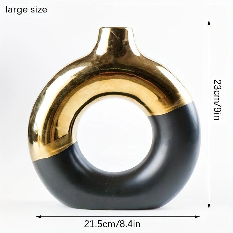 1pc Modern Round Electroplated Boho Ceramic Vase In Nordic Style For Dining Table -  - #tag1#
