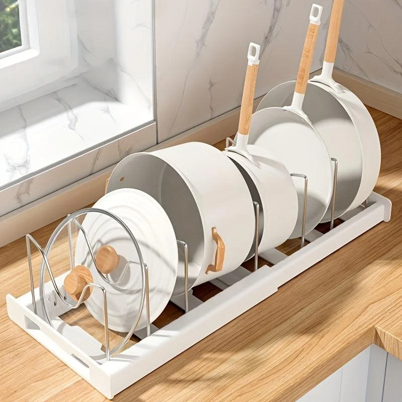 1pc Multi-purpose Pot Organizer Rack With Adjustable Dividers For Cabinet, Expandable Pot Racks -  - #tag1#
