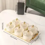 1pc Nordic Dried Fruit Snack Plate Clear Round Fruit Plate with Divided Grid and Lid Box Iron Craft Tray with Six Cans tag1