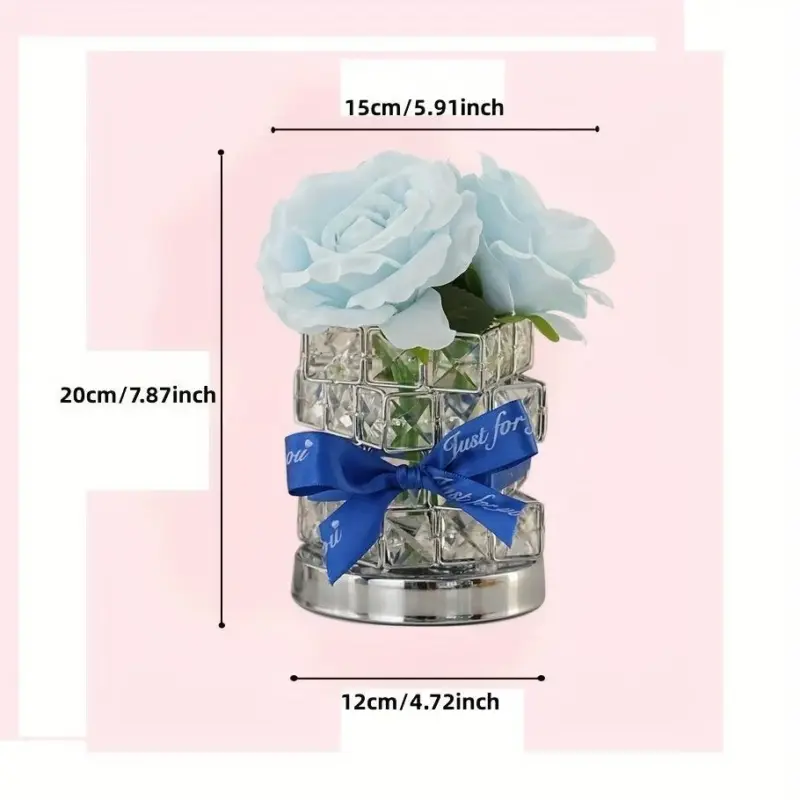 1pc Rechargeable Table Lamp Rose Crystal Table Lamp Rechargeable Cordless Rose Light Valentine Birthday Gift tag1