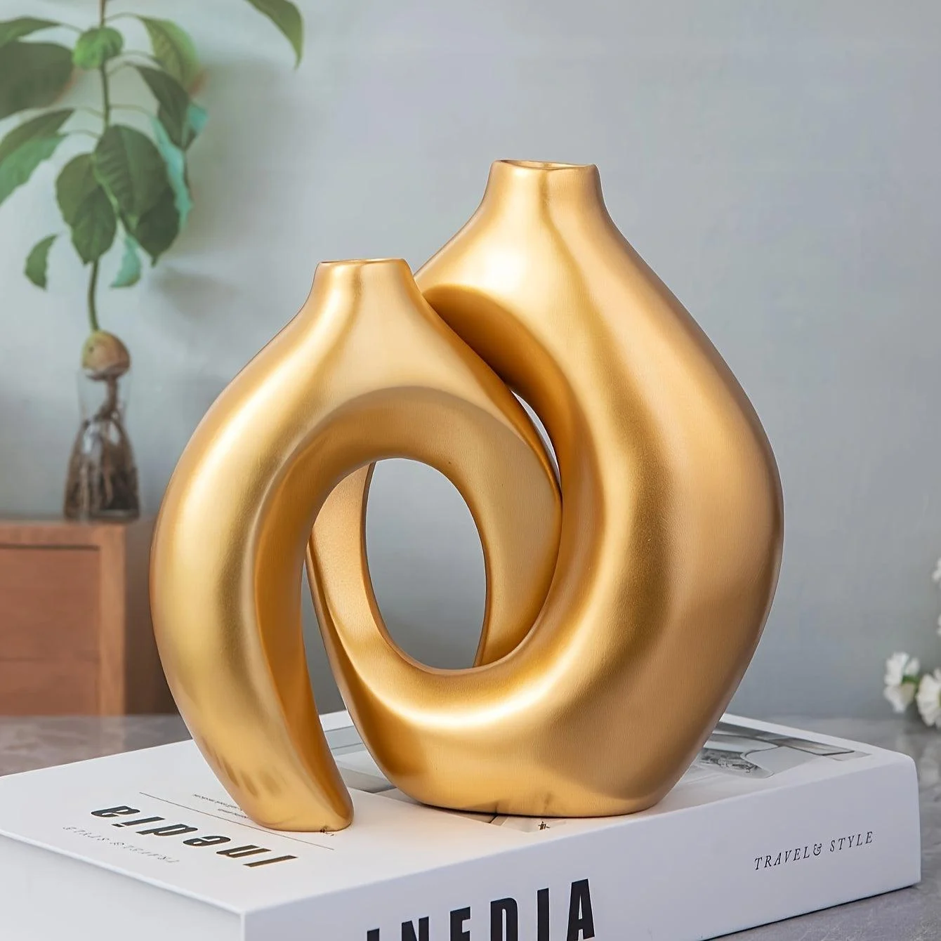 1pc Resin Vase Suitable For Home, Parties, And Floral Restaurant Decorations -  - #tag1#