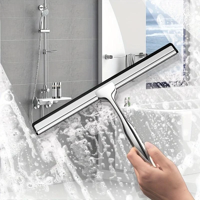 1pc Stainless Steel Glass Wiper with Hook - Easy to Use and Clean Bathroom Tool -  - #tag1#