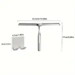 1pc Stainless Steel Glass Wiper with Hook Easy to Use and Clean Bathroom Tool tag1