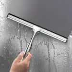 1pc Stainless Steel Glass Wiper with Hook Easy to Use and Clean Bathroom Tool tag1