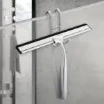 1pc Stainless Steel Glass Wiper with Hook Easy to Use and Clean Bathroom Tool tag1