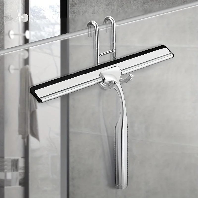 1pc Stainless Steel Glass Wiper with Hook - Easy to Use and Clean Bathroom Tool -  - #tag1#