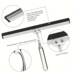 1pc Stainless Steel Glass Wiper with Hook Easy to Use and Clean Bathroom Tool tag1