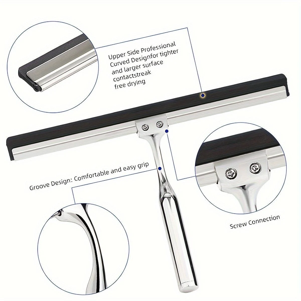 1pc Stainless Steel Glass Wiper with Hook - Easy to Use and Clean Bathroom Tool -  - #tag1#