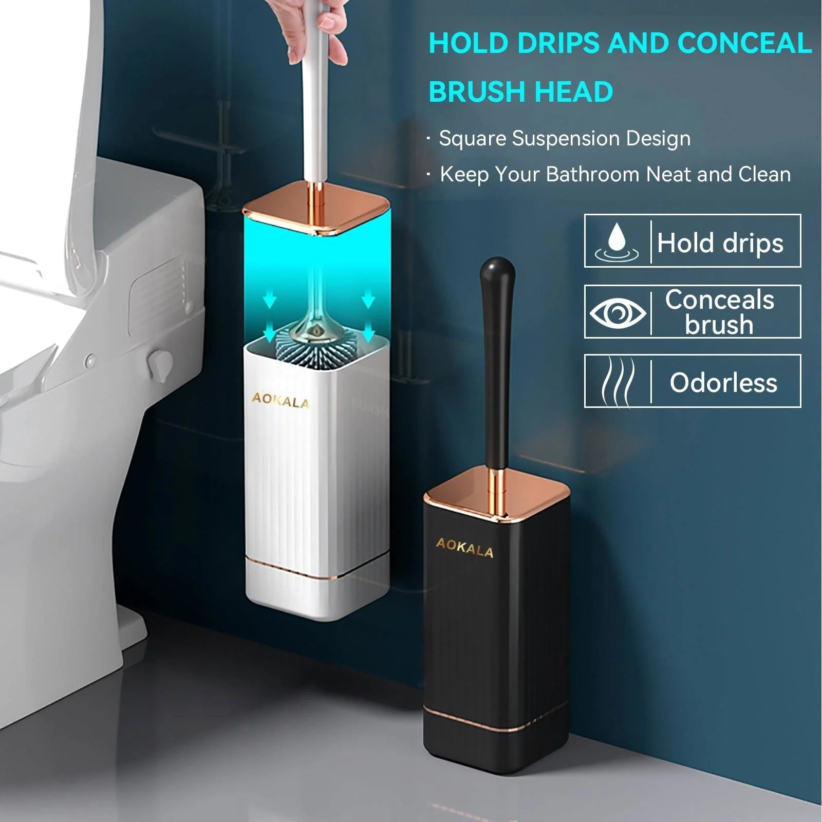 1pc Toilet Brush And Holder, Elegant Toilet Bowl Brush Set With Ergonomic Long Handle -  - #tag1#