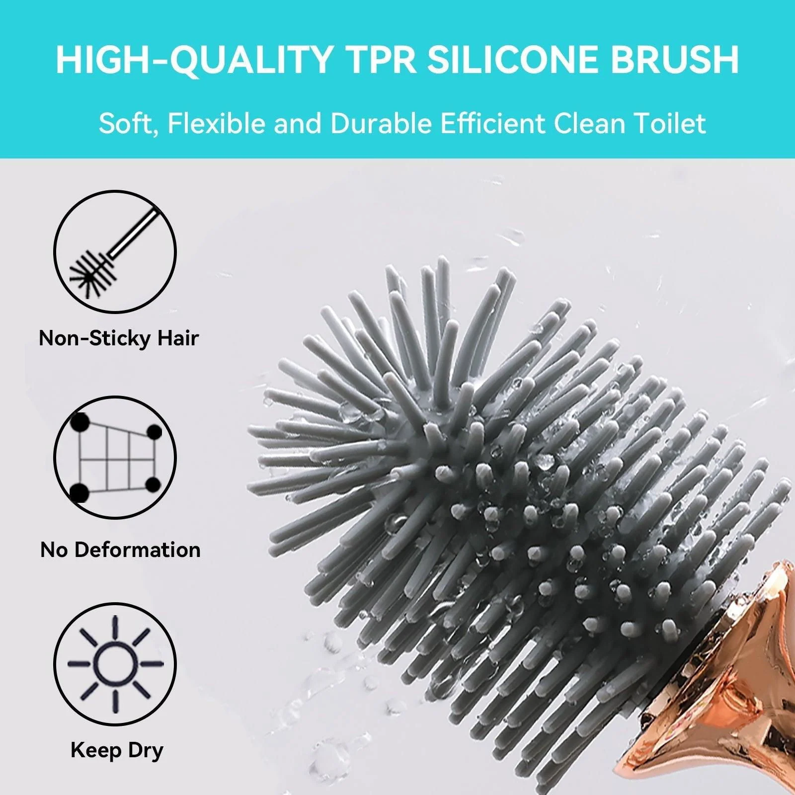 1pc Toilet Brush And Holder, Elegant Toilet Bowl Brush Set With Ergonomic Long Handle -  - #tag1#