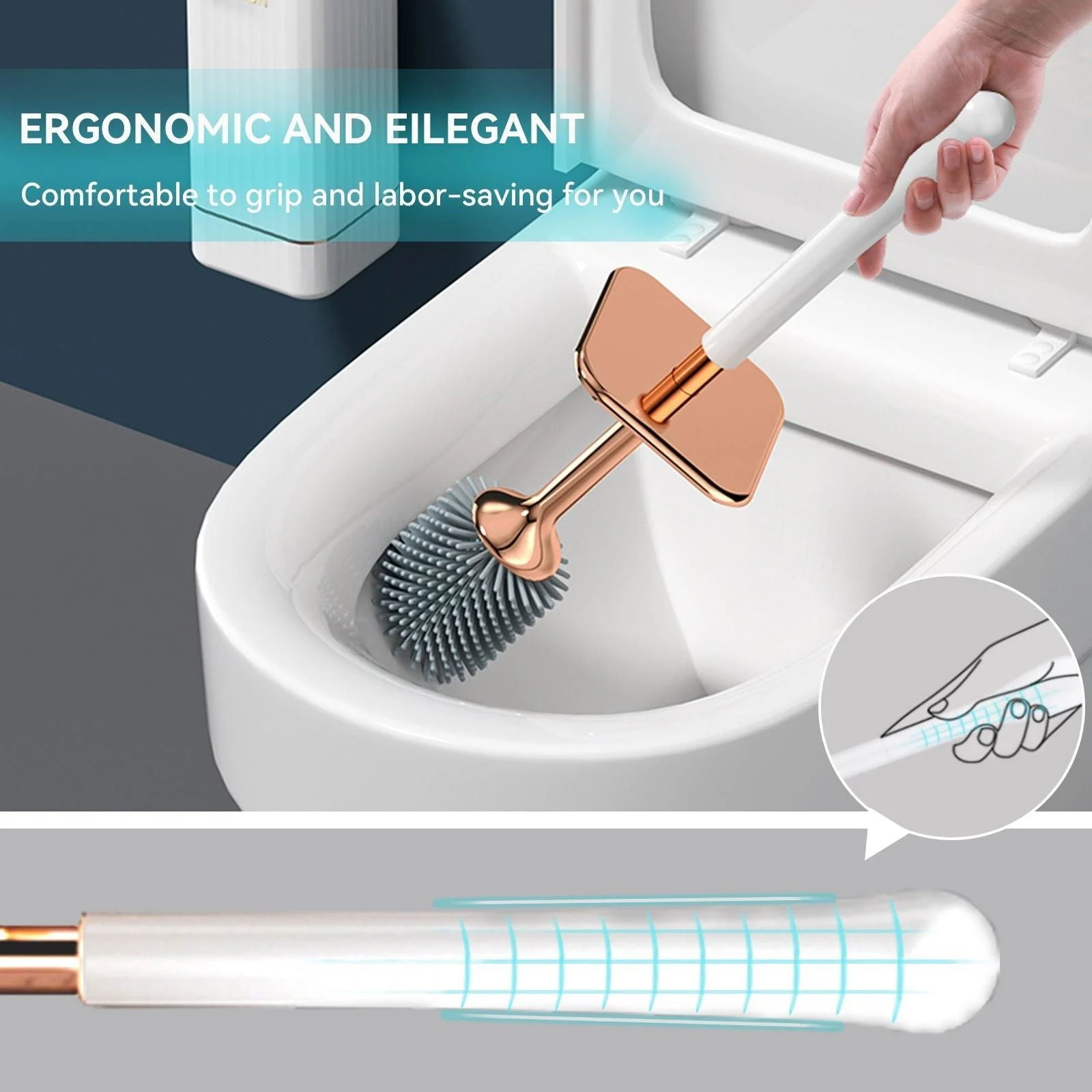 1pc Toilet Brush And Holder, Elegant Toilet Bowl Brush Set With Ergonomic Long Handle -  - #tag1#