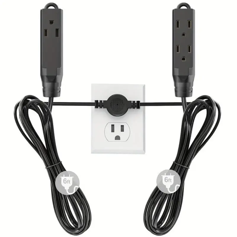 1pc Twin Extension Cord Power Strip 12 Feet Double Extension Cord tag1