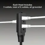 1pc Twin Extension Cord Power Strip 12 Feet Double Extension Cord tag1