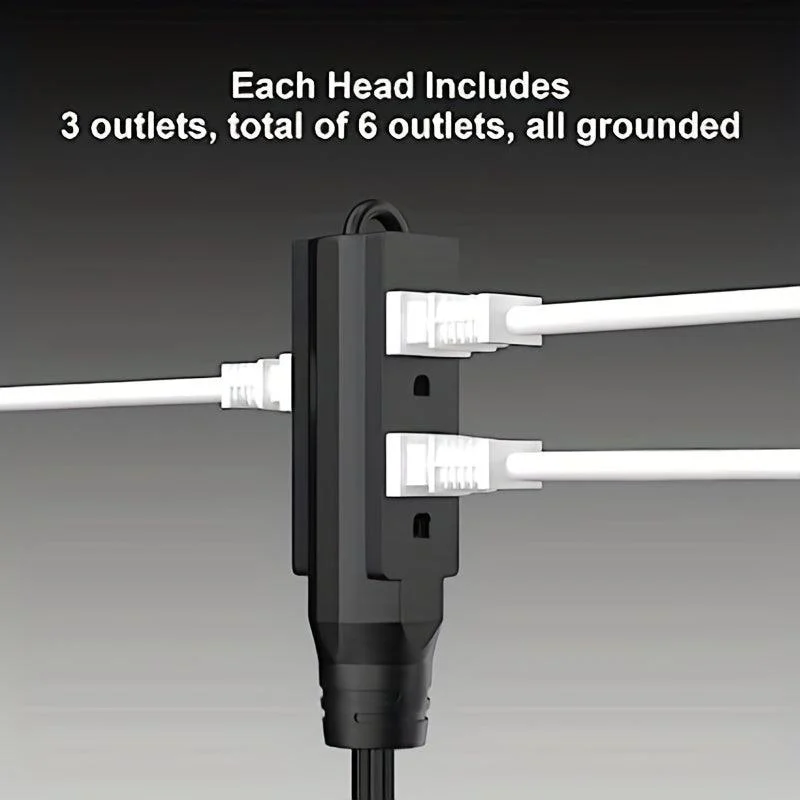 1pc Twin Extension Cord Power Strip, 12 Feet Double Extension Cord - - #tag1#