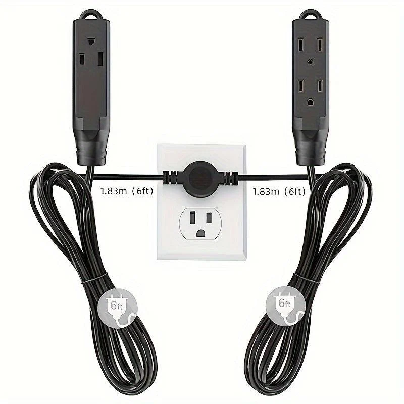 1pc Twin Extension Cord Power Strip, 12 Feet Double Extension Cord -  - #tag1#