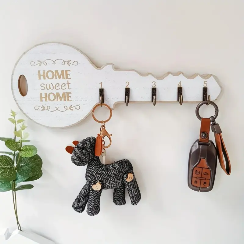 1pc Wall Decor Floating Shelves Wall Hooks Retro Key Hook Entrance Key Holder Pegs Aesthetic Room Decor tag1
