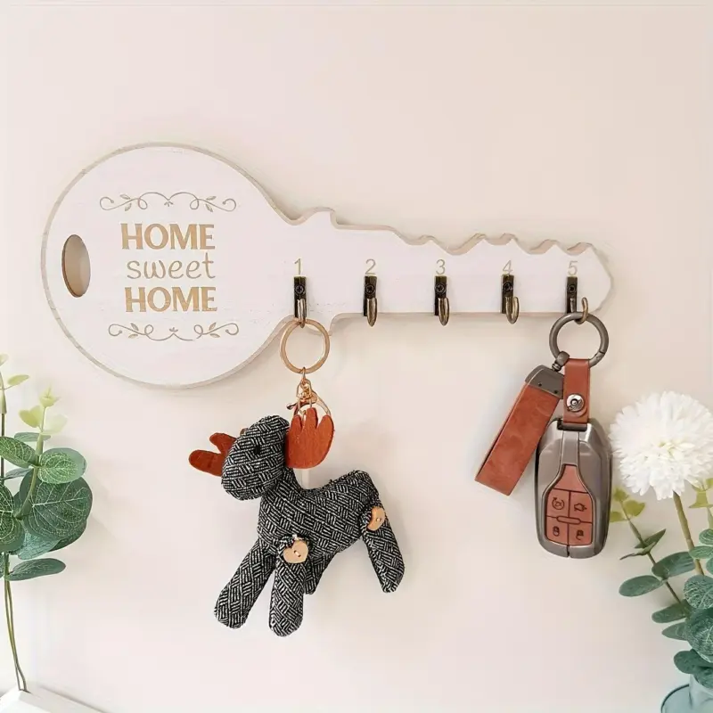 1pc Wall Decor Floating Shelves Wall Hooks Retro Key Hook Entrance Key Holder Pegs Aesthetic Room Decor tag1