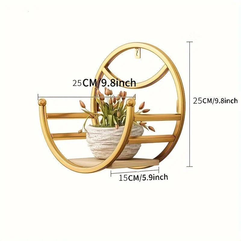 1pc, Wall Hanging Flower Shelf Living Room Balcony Iron Art Free Punching Storage -  - #tag1#