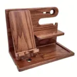 1pc Wooden Storage Rack Mobile Phone Docking Station Nightstand Organizer tag1