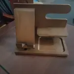 1pc Wooden Storage Rack Mobile Phone Docking Station Nightstand Organizer tag1