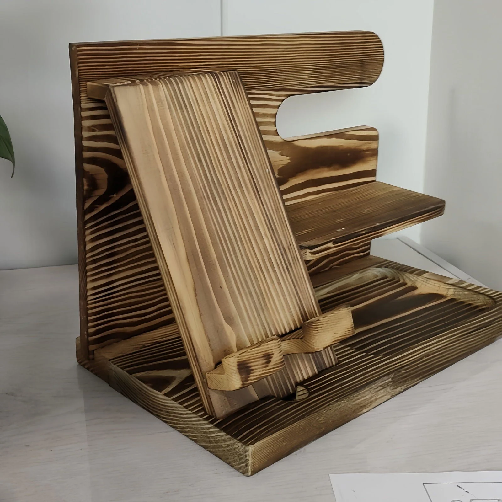 1pc Wooden Storage Rack, Mobile Phone Docking Station Nightstand Organizer -  - #tag1#
