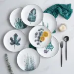 1pcs 8 inch green plants porcelain Dinner Plate tableware dinner set green plants ceramic dessert plate