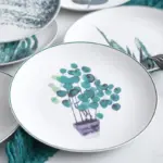 1pcs 8 inch green plants porcelain Dinner Plate tableware dinner set green plants ceramic dessert plate e6f412e5 cb50 4ad3 9ba1 ede3a6579bb1