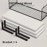 1set Bathroom Shelves Over Toilet With Wire Basket Wood Floating Shelf For Wall Decor Bathroom Wall Decor Shelves tag1