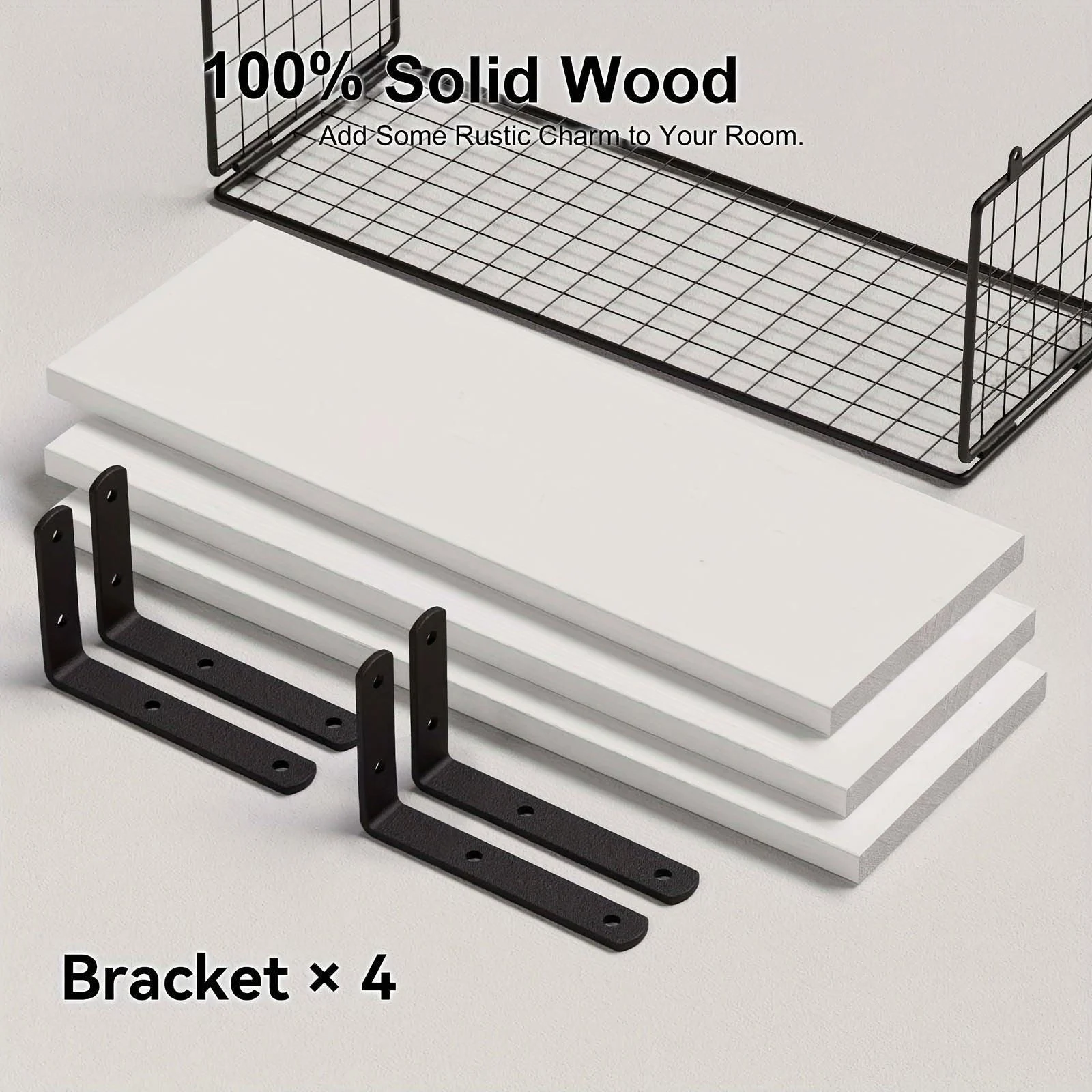 1set Bathroom Shelves Over Toilet, With Wire Basket, Wood Floating Shelf For Wall Decor, Bathroom Wall Decor Shelves -  - #tag1#