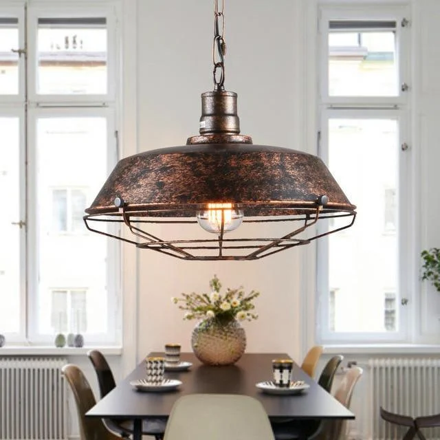 1x Industrial Vintage Metal Cage Hanging Ceiling Pendant Light -  - #tag1#