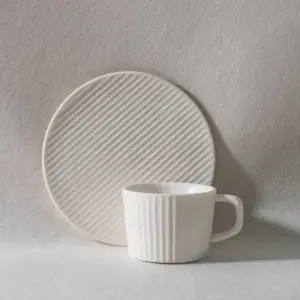 2/4/6 Piece White Gray Stoneware Coffee Mug Set