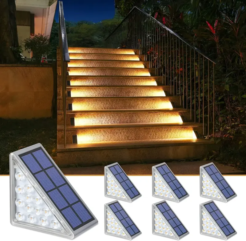 2 6 Pack Triangular Step Lights IP67 Solar Light Garden Decoration Light tag1