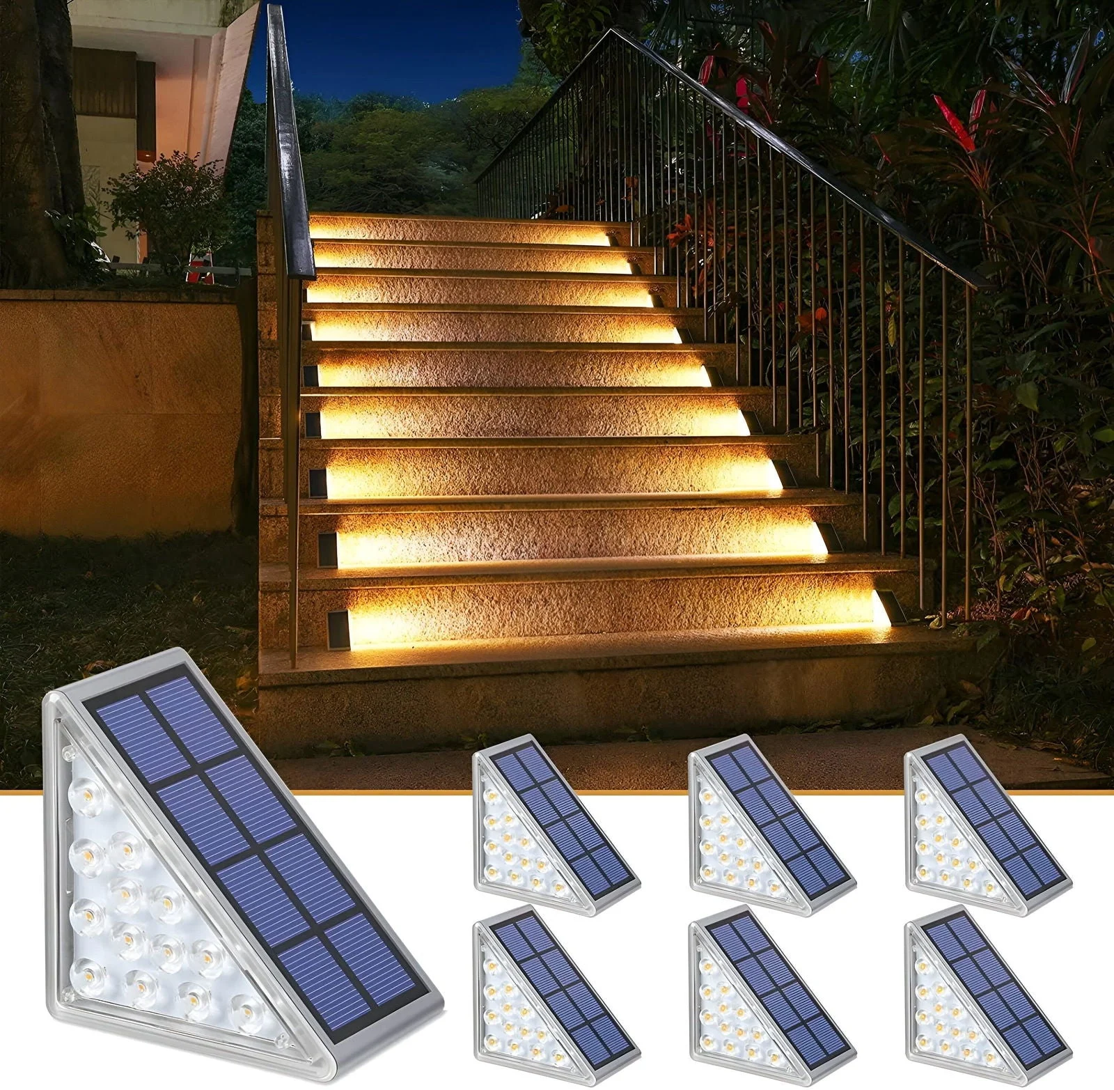 2/6 Pack Triangular Step Lights - IP67 Solar Light - Garden Decoration Light -  - #tag1#