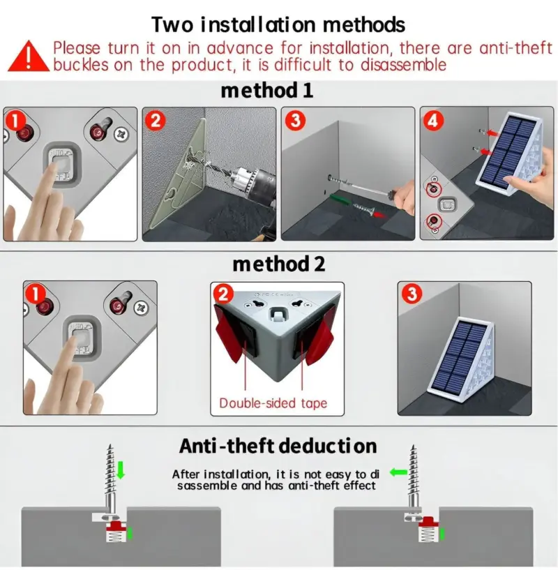 2 6 Pack Triangular Step Lights IP67 Solar Light Garden Decoration Light tag1