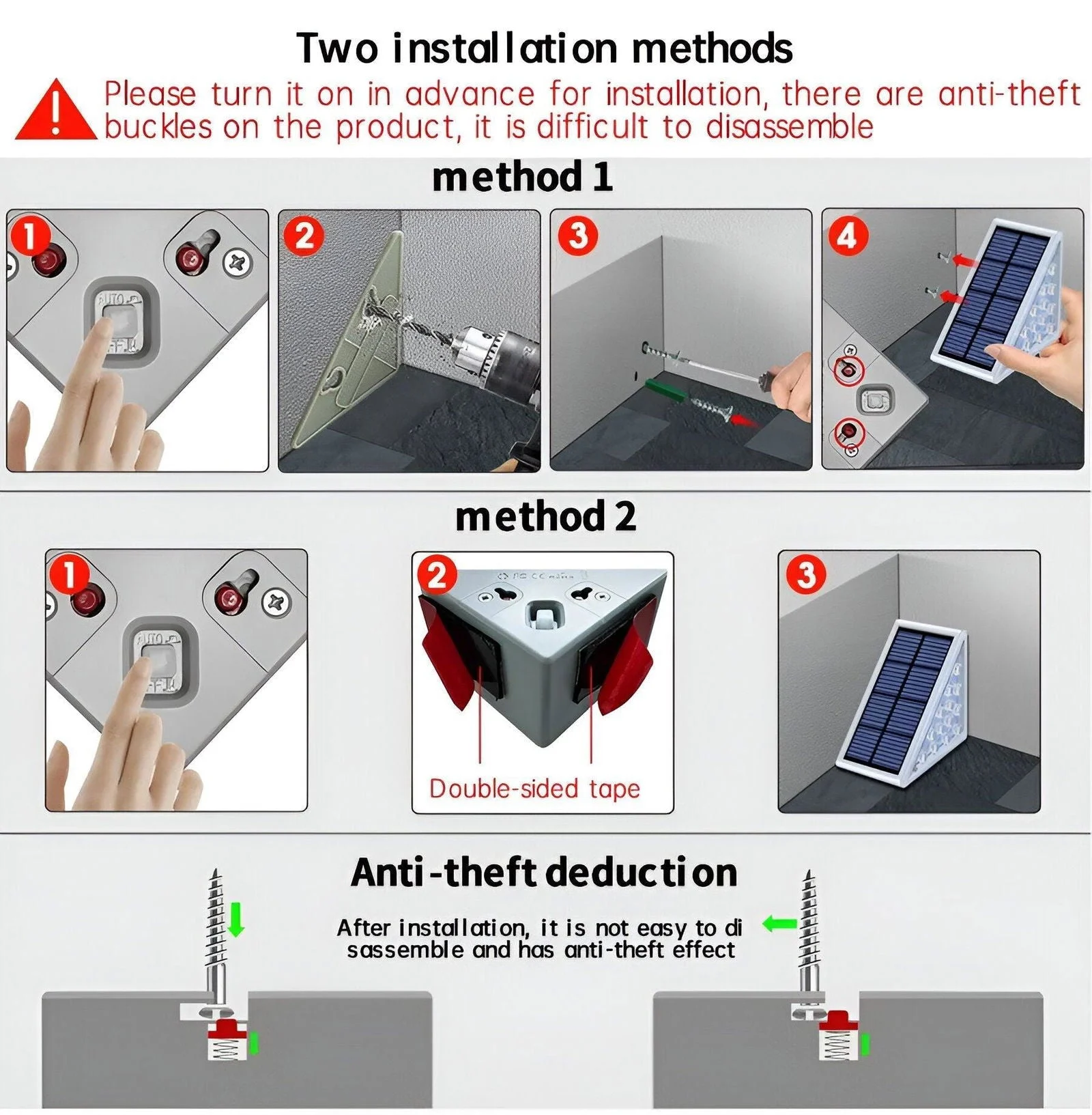 2/6 Pack Triangular Step Lights - IP67 Solar Light - Garden Decoration Light -  - #tag1#