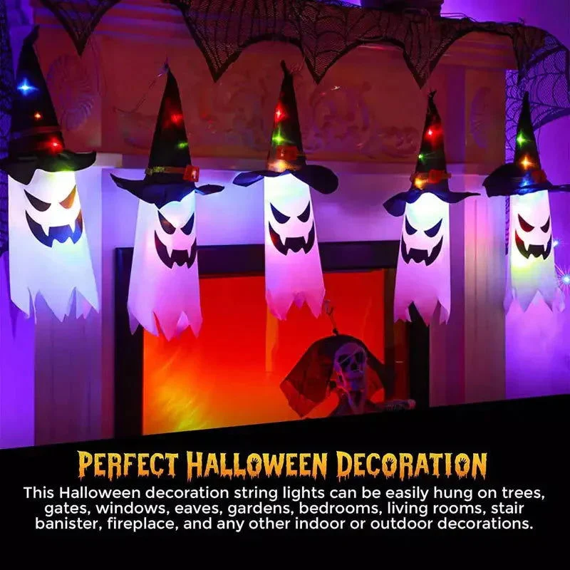2-Piece Set: Glowing Ghost Witch Hat Halloween Decorations -  - #tag1#