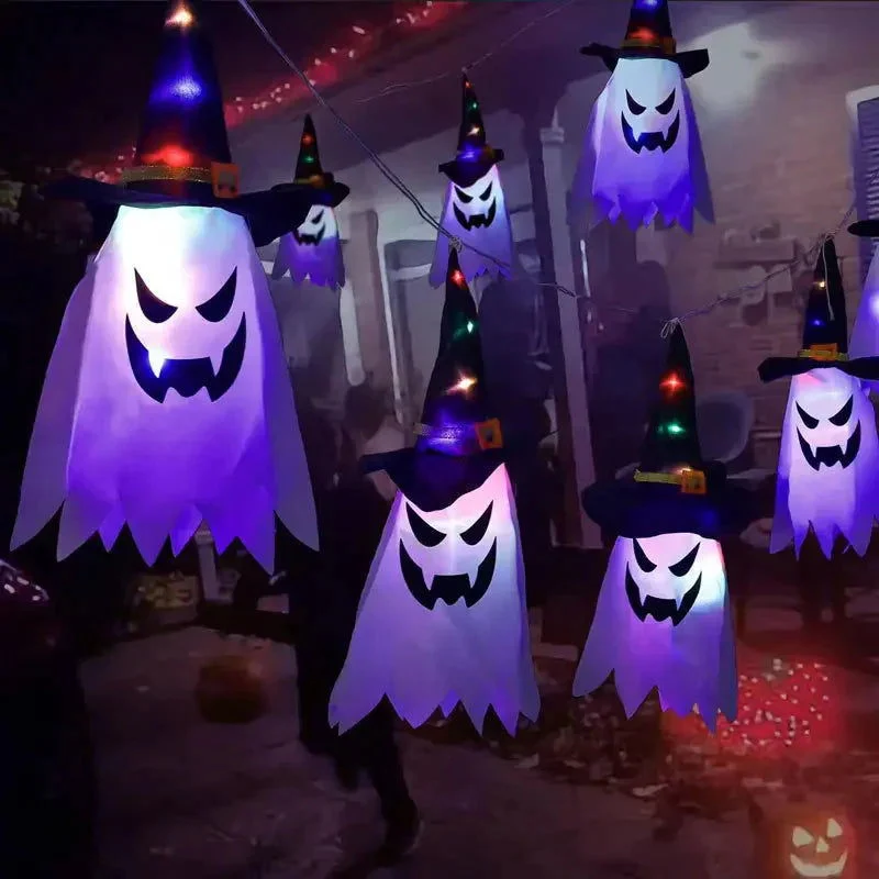 2-Piece Set: Glowing Ghost Witch Hat Halloween Decorations -  - #tag1#