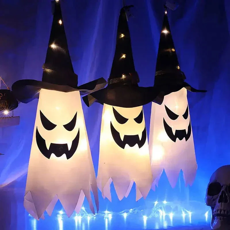 2-Piece Set: Glowing Ghost Witch Hat Halloween Decorations -  - #tag1#