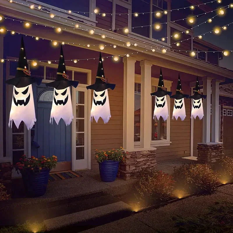 2-Piece Set: Glowing Ghost Witch Hat Halloween Decorations -  - #tag1#