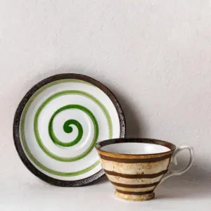 2-Piece Set Stoneware Matcha Teacup and Saucer