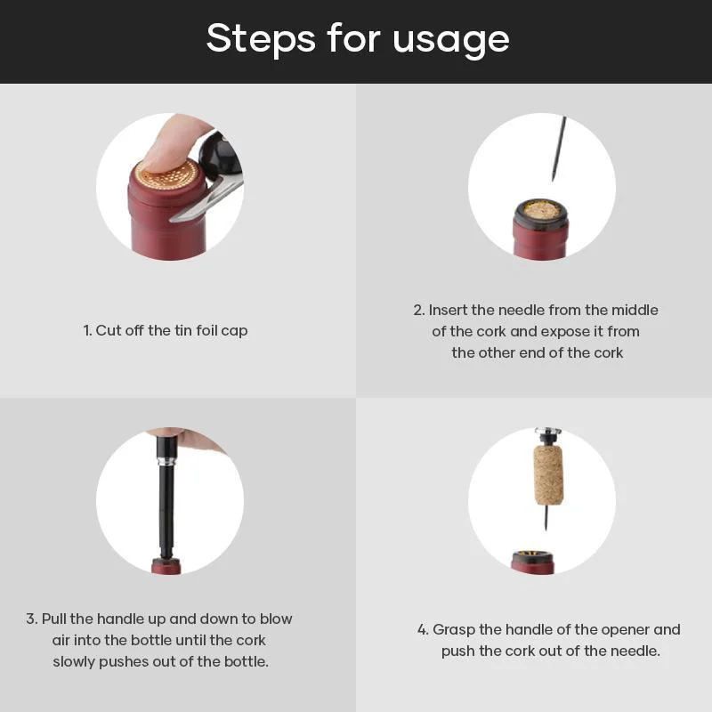 2-in-1 Air Pressure Pump Wine Bottle Opener with Foil Cutter -  - #tag1#