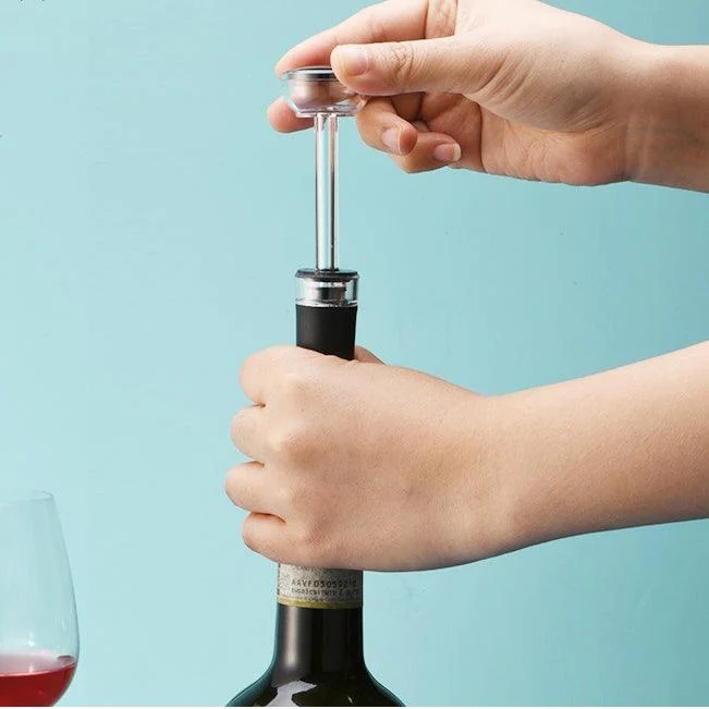 2-in-1 Air Pressure Pump Wine Bottle Opener with Foil Cutter -  - #tag1#
