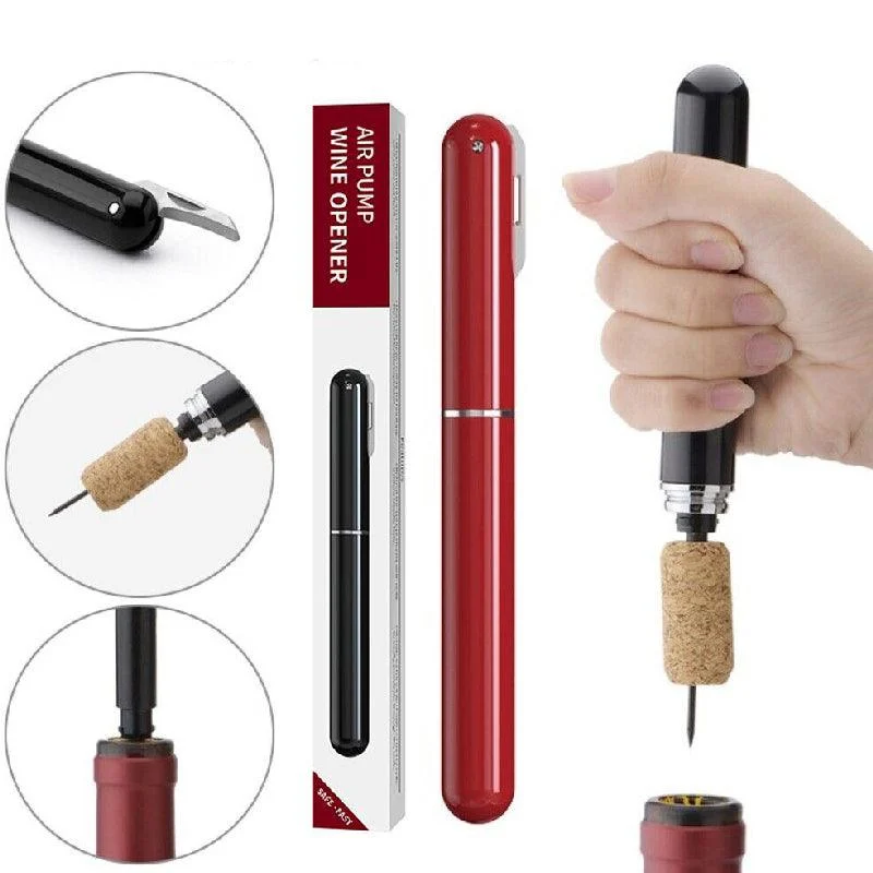 2-in-1 Air Pressure Pump Wine Bottle Opener with Foil Cutter -  - #tag1#
