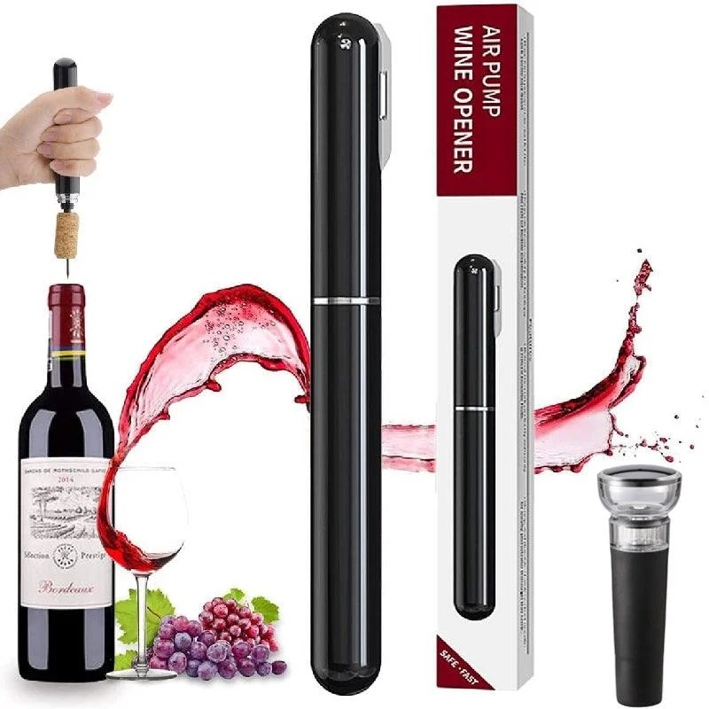 2-in-1 Air Pressure Pump Wine Bottle Opener with Foil Cutter -  - #tag1#
