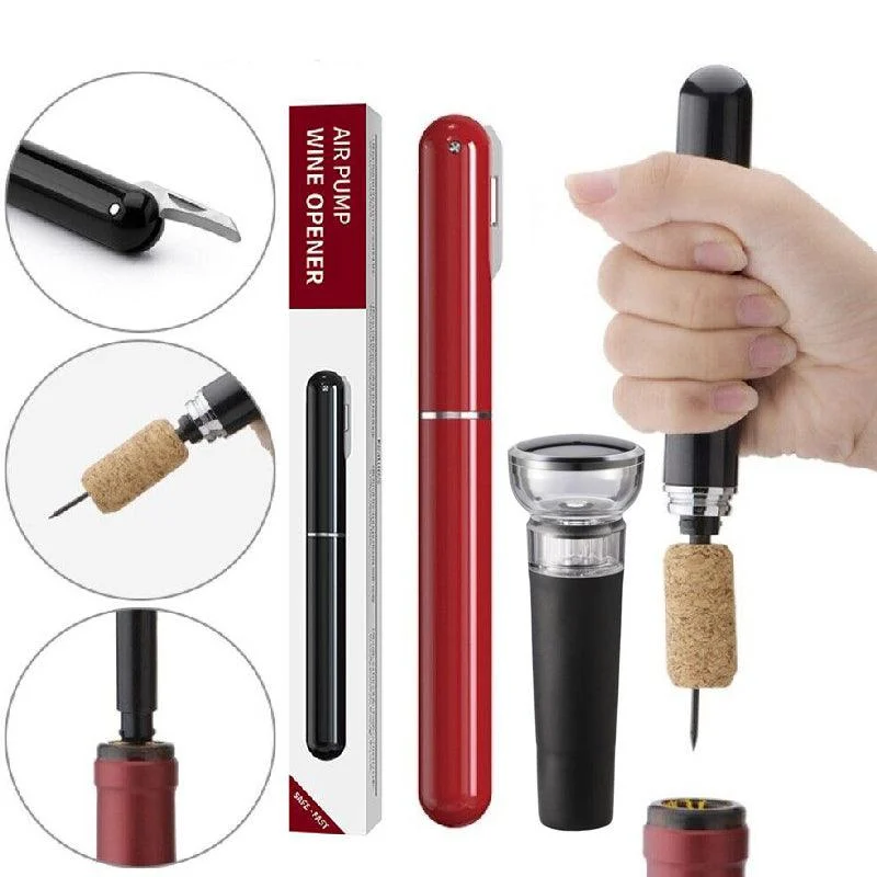 2-in-1 Air Pressure Pump Wine Bottle Opener with Foil Cutter -  - #tag1#