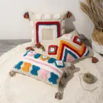 2 main housse de coussin geometrique taie d39oreiller coloree style boheme avec fleurs brodees en 3d faite a la main 3 tailles